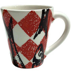 Kubek ceramiczny stożkowy sardynki Ø 9,5cm - kolekcja TOALHA VERMELHA - Red Chess