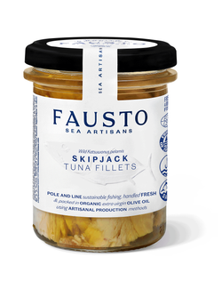 PORTUGALSKIE FILETY Z TUŃCZYKA W OLIWIE Z OLIWEK extra virgin BIO 190g Fausto