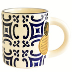 Kubek ceramiczny prosty Niebieski wzór  Ø 8,5cm - kolekcja DECORACAO