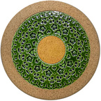 Korkowa podstawka z płytką ceramiczną okrągłą 19cm caldas green - kolekcja RENDAS