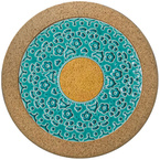 Korkowa podstawka z płytką ceramiczną okrągłą 19cm light blue - kolekcja RENDAS